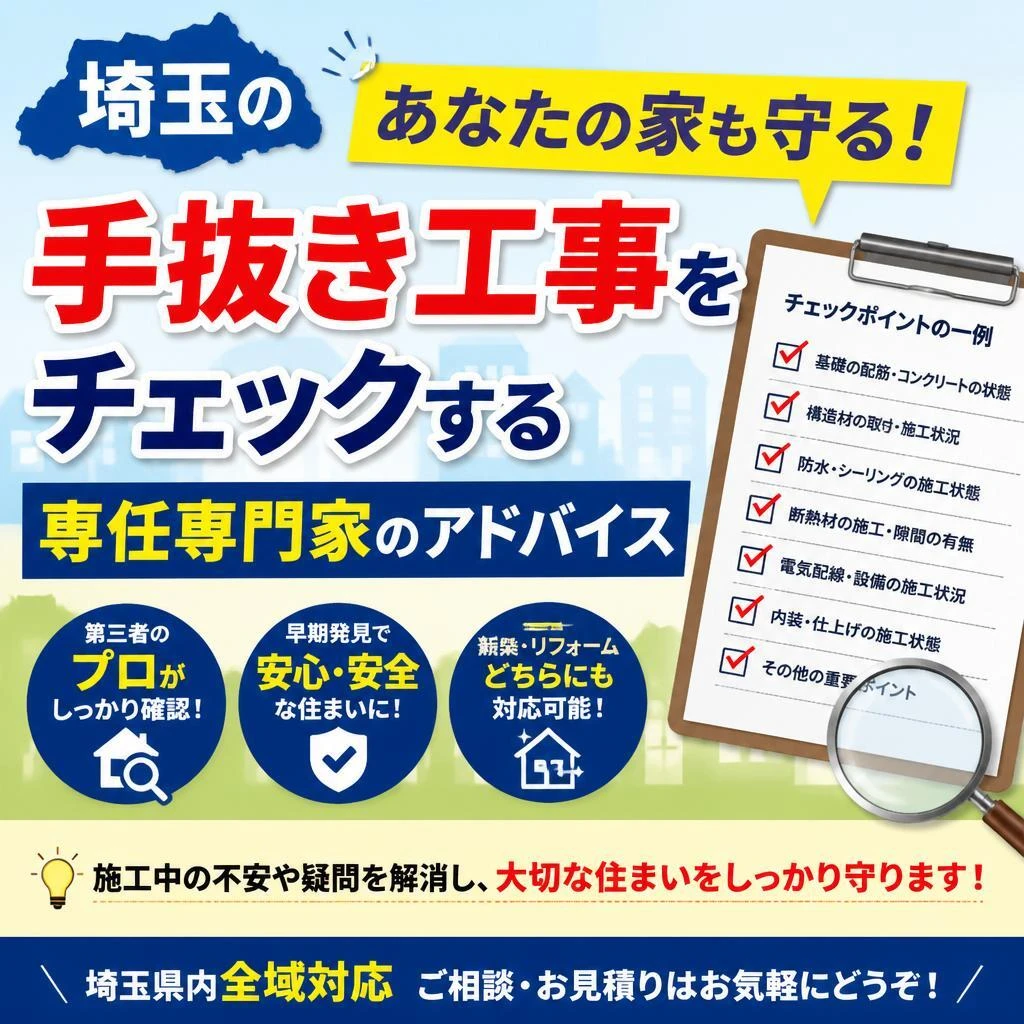 埼玉のあなたの家も守る！手抜き工事をチェックする専任専門家のアドバイス