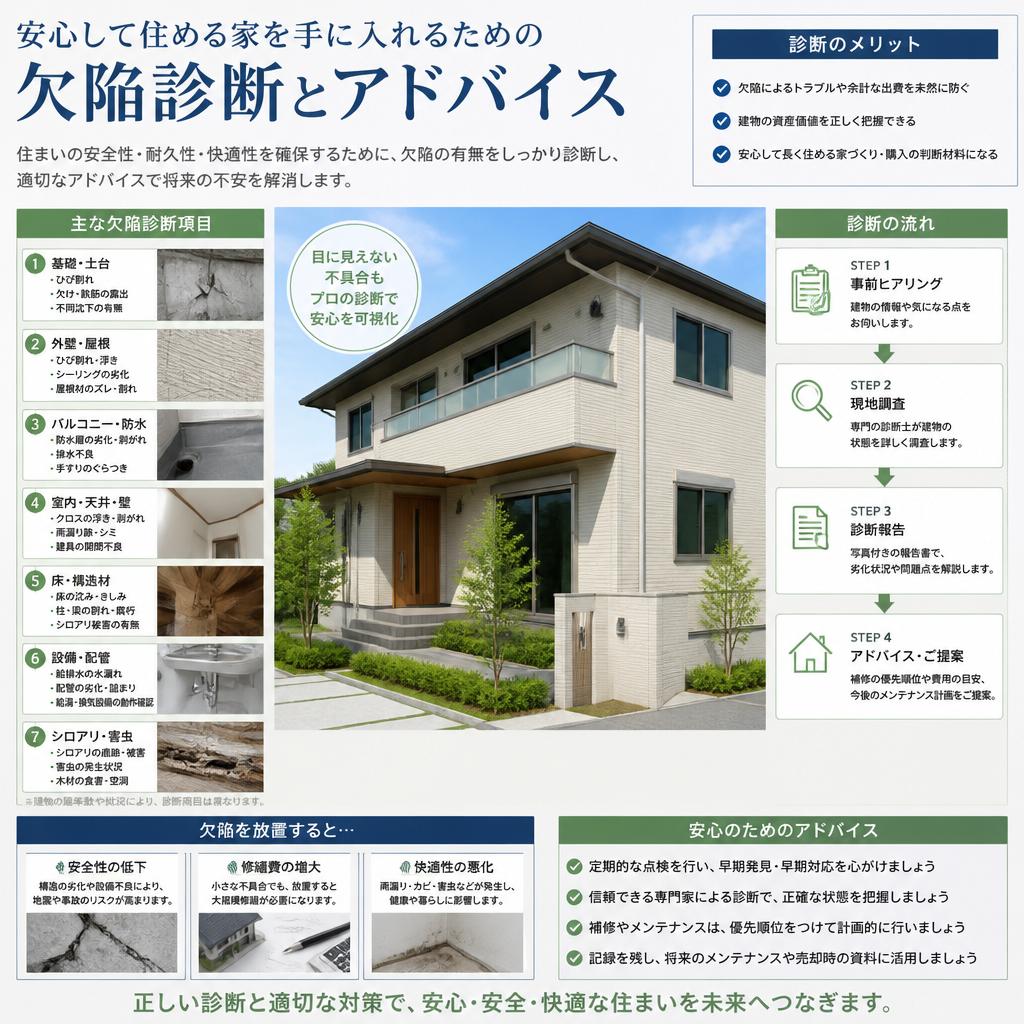 安心して住める家を手に入れるための欠陥診断とアドバイス