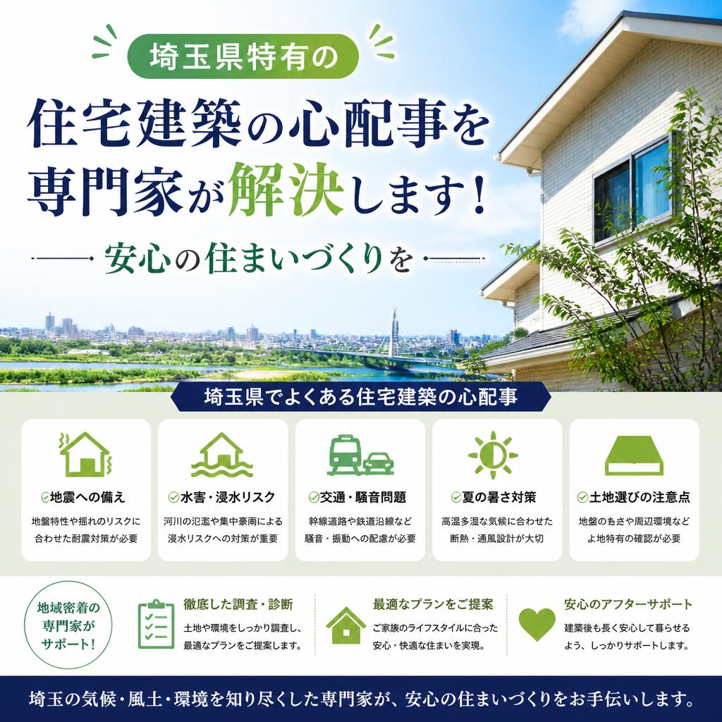 埼玉県特有の住宅建築の心配事を専門家が解決します！安心の住まいづくりを