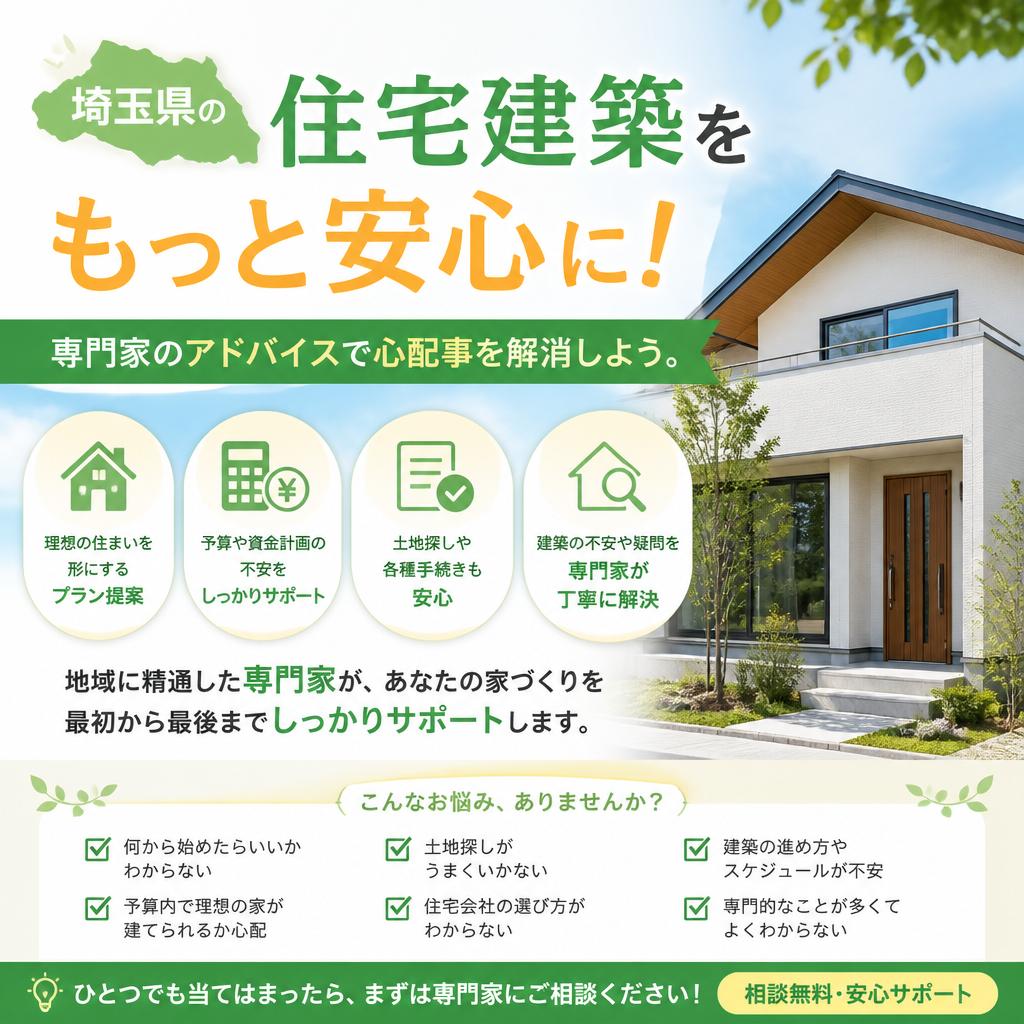埼玉県の住宅建築をもっと安心に！専門家のアドバイスで心配事を解消しよう。