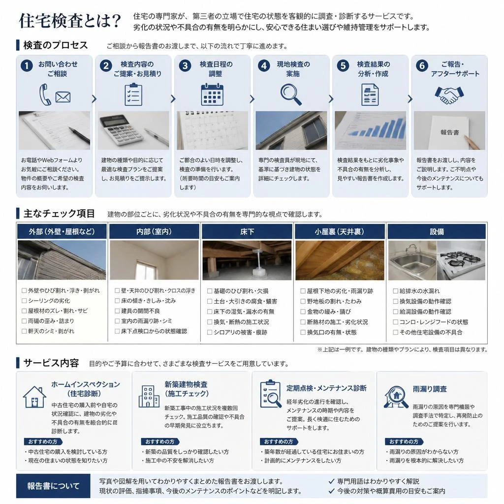 専門家による住宅検査の流れ