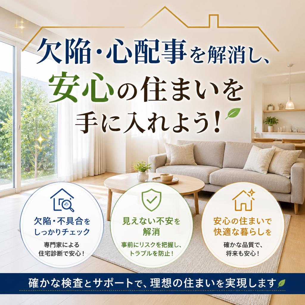 欠陥心配事を解消し、安心の住まいを手に入れよう！