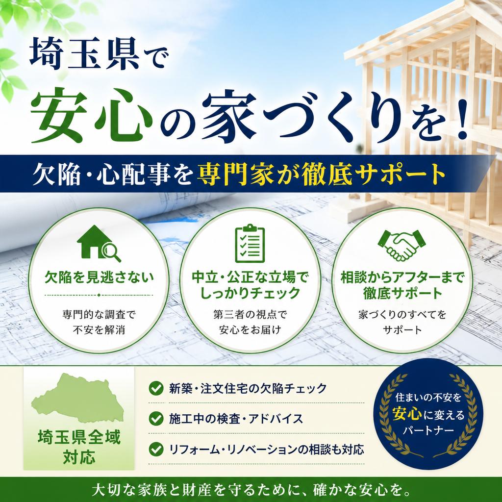 埼玉県で安心の家づくりを！欠陥心配事を専門家が徹底サポート