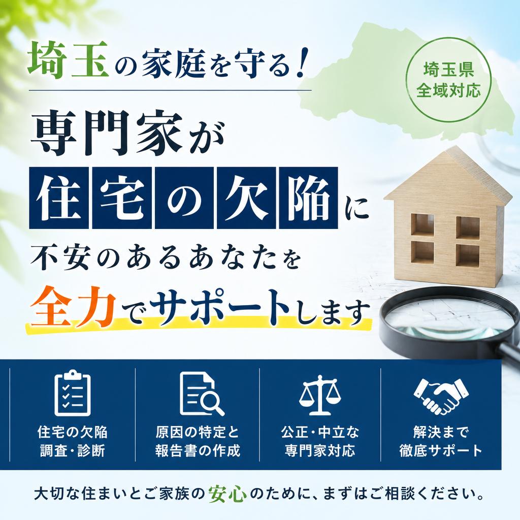 埼玉の家庭を守る！専門家が住宅の欠陥に不安のあるあなたを全力でサポートします