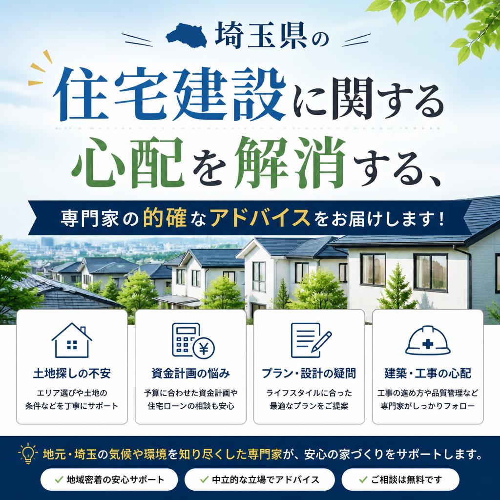 埼玉県の住宅建設に関する心配を解消する、専門家の的確なアドバイスをお届けします！