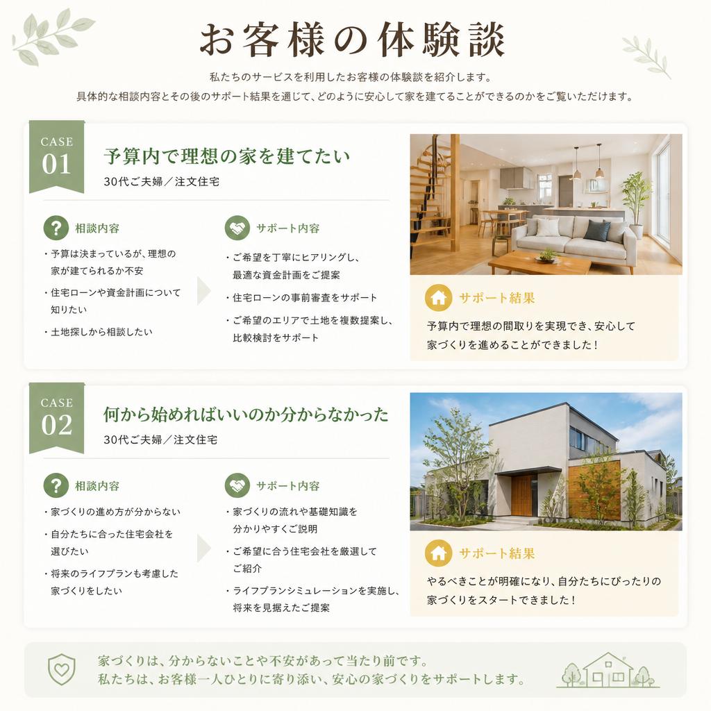 実際の相談事例とお客様の声