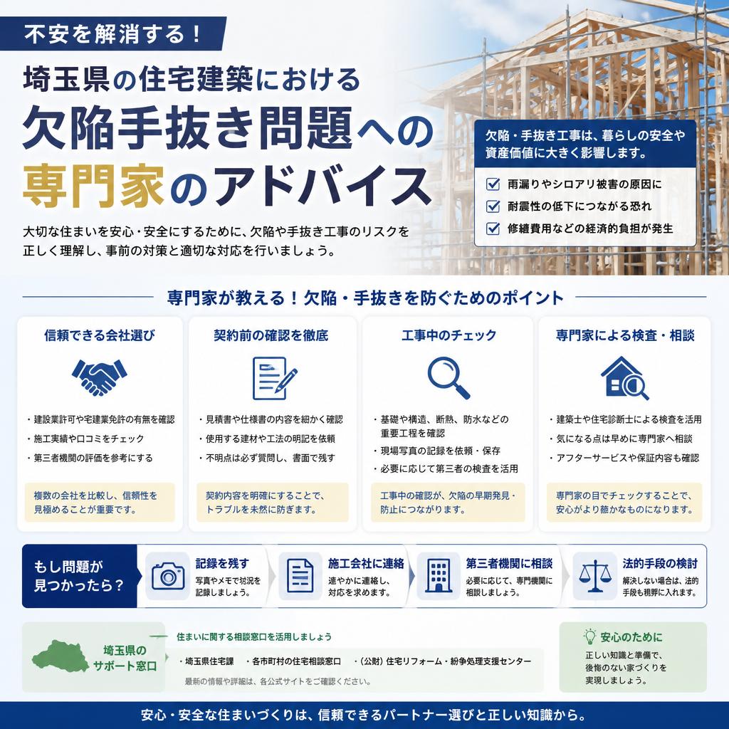 不安を解消する！埼玉県の住宅建築における欠陥手抜き問題への専門家のアドバイス