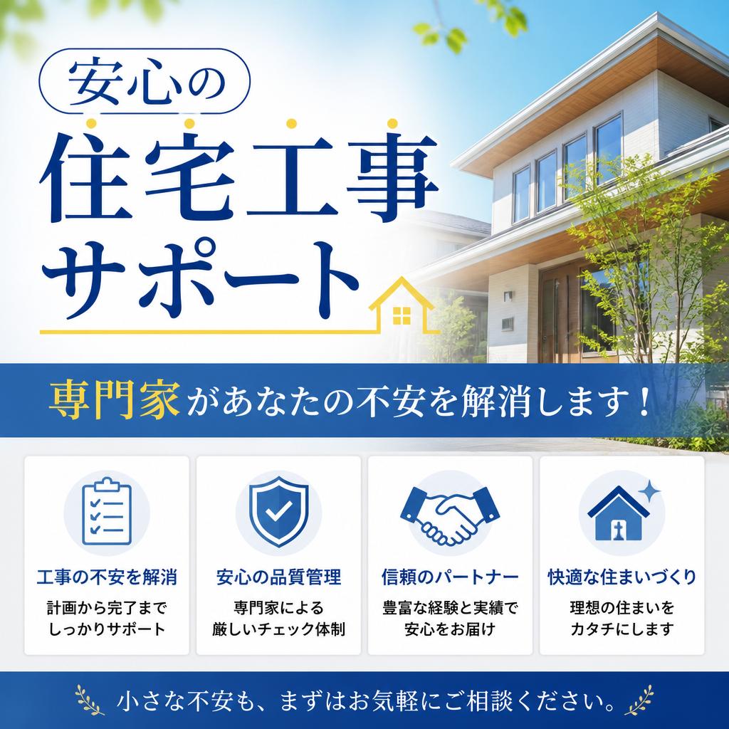 安心の住宅工事サポート、専門家があなたの不安を解消します！