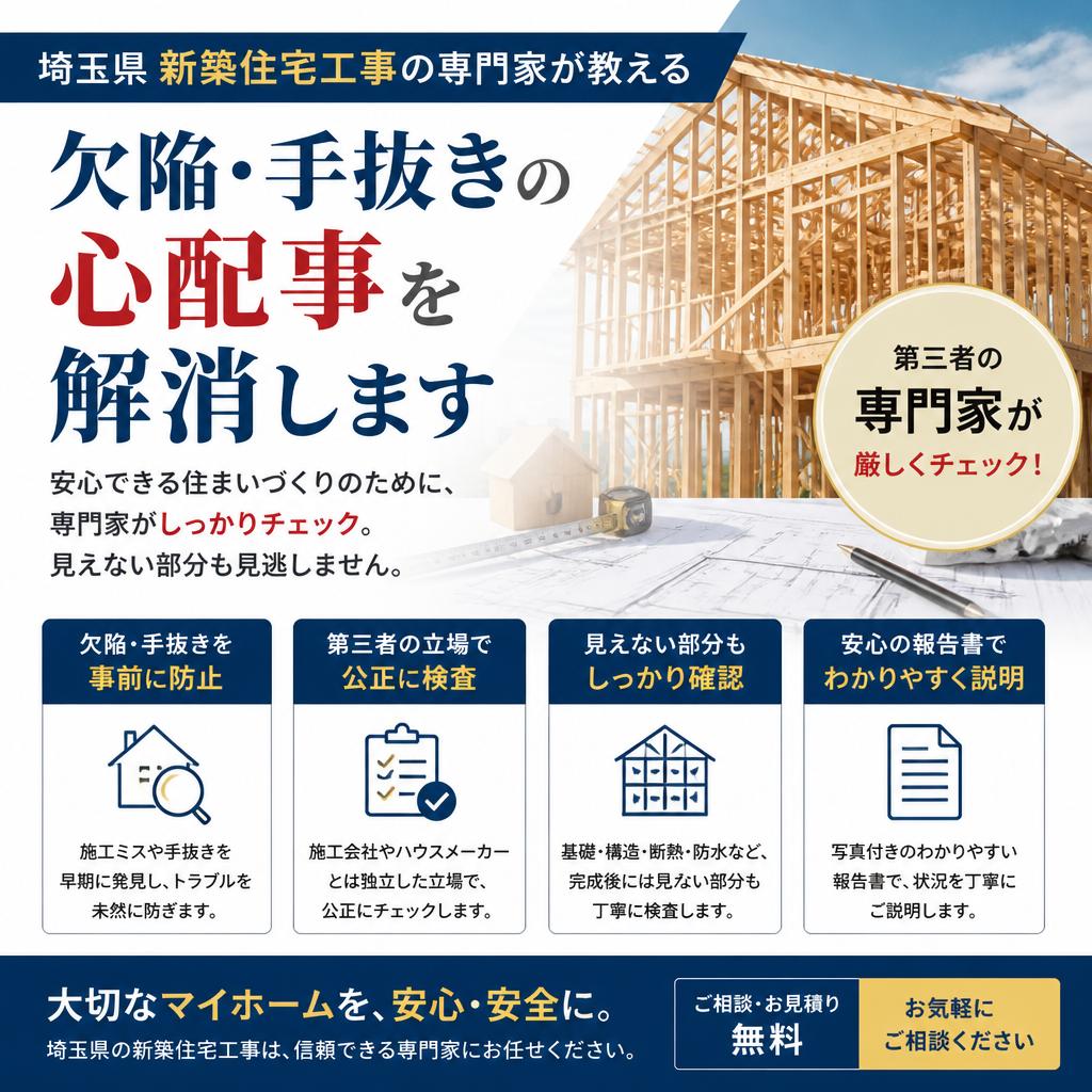 埼玉県新築住宅工事の専門家が教える、欠陥手抜きの心配事を解消します