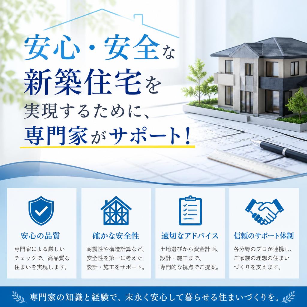 安心・安全な新築住宅を実現するために、専門家がサポート！
