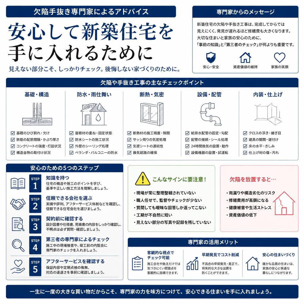 安心して新築住宅を手に入れるための欠陥手抜き専門家によるアドバイス