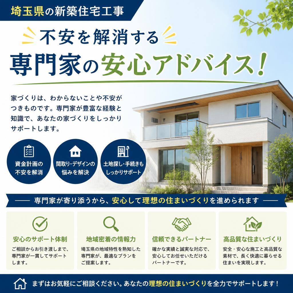 埼玉県の新築住宅工事、不安を解消する専門家の安心アドバイス！