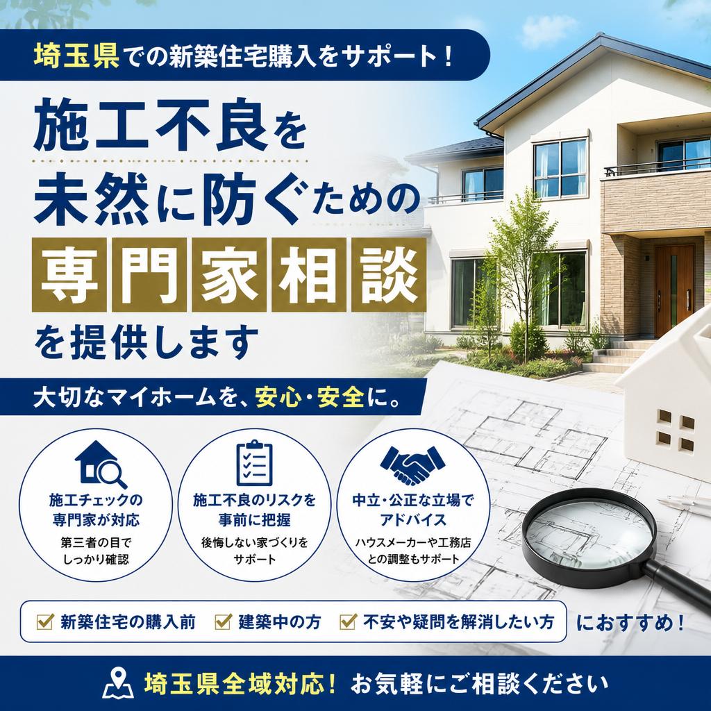 埼玉県での新築住宅購入をサポート！施工不良を未然に防ぐための専門家相談を提供します