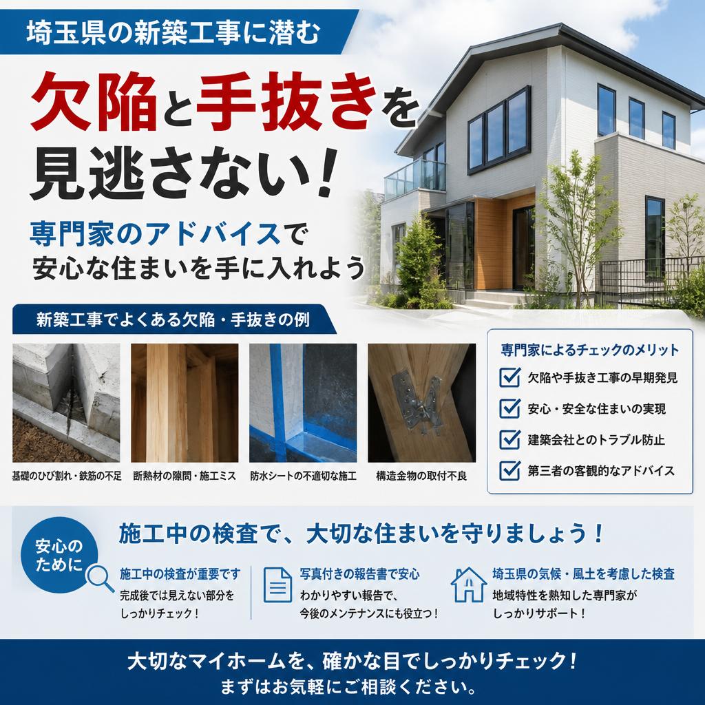埼玉県の新築工事に潜む欠陥と手抜きを見逃さない！専門家のアドバイスで安心な住まいを手に入れよう